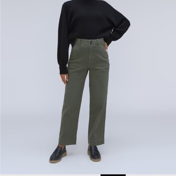 Everlane Pants - Everlane The Organic Wide-Leg Pant in Kambaba (Olive green) Size 6
